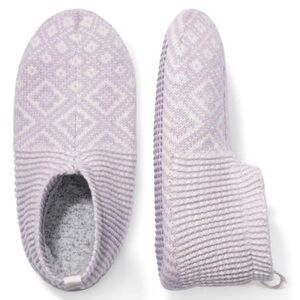 New Anthropologie Bombas Fair Isle Cozy Purple Knit Slippers Large Lilac